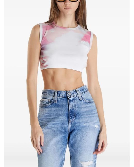 Top De Algodón Calvin Klein de color Blue