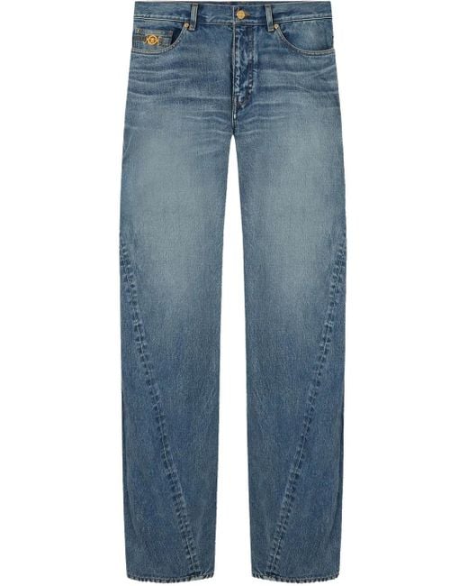 Versace Blue Twisted Baggy Jeans for men