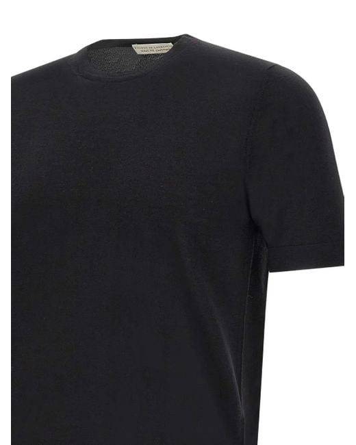 FILIPPO DE LAURENTIIS Black Short-Sleeve Wool-Blend T-Shirt for men