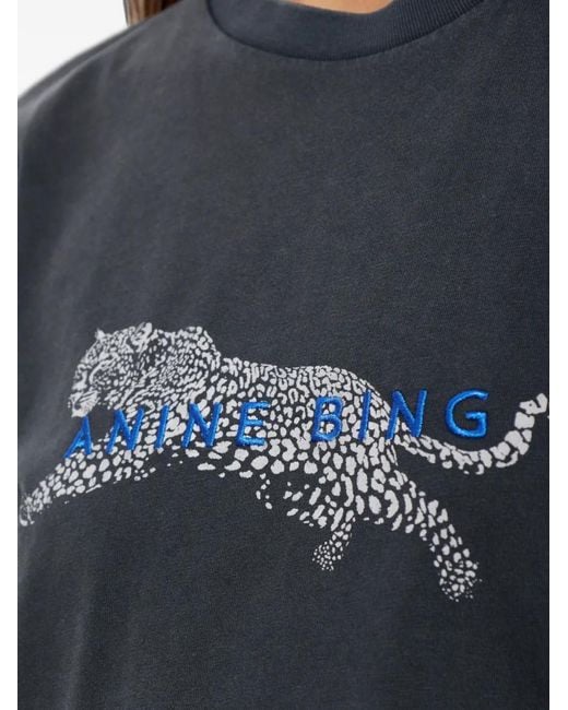 Anine Bing Blue Cade T-Shirt Leopard