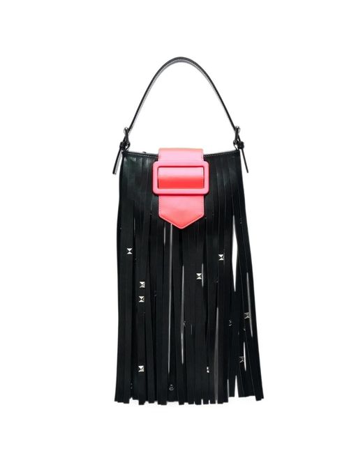 VAQUERA Black Mini Fringed Tote Bag