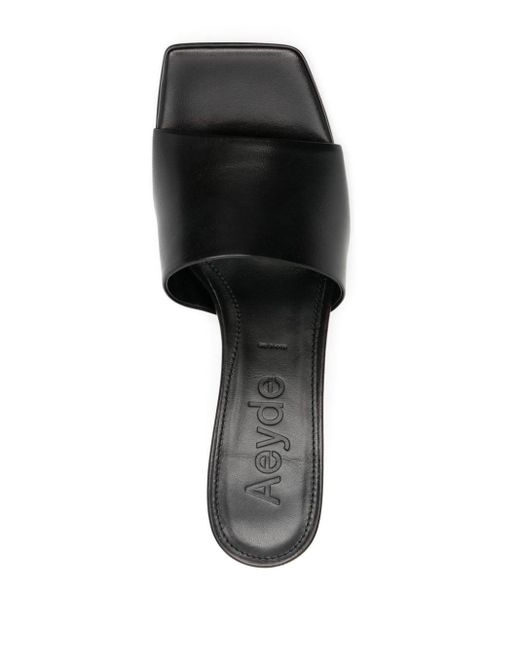 Aeyde Black 60mm Logo-debossed Leather Mules
