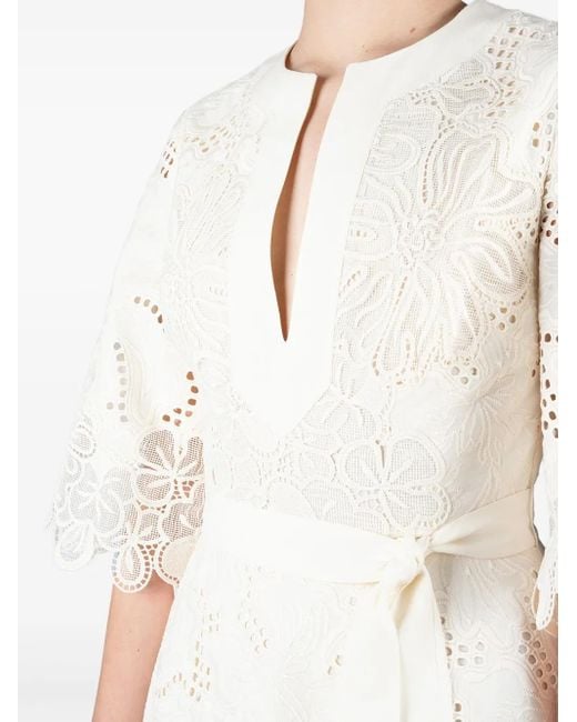 Vestido midi bordado Elie Saab de color White