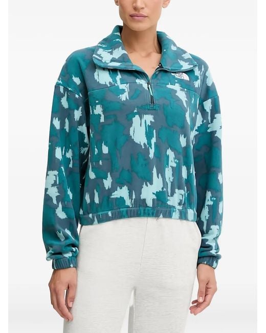 The North Face Blue Sweat À Col Zippé Et Motif