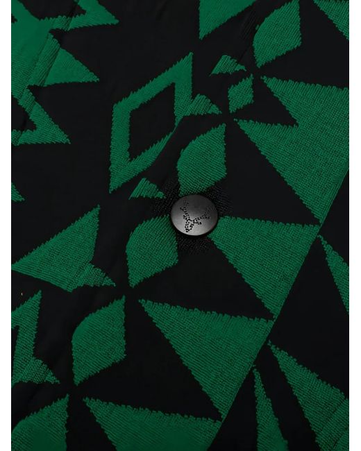 South2 West8 Green Geometric-Pattern Coach Jacket for men