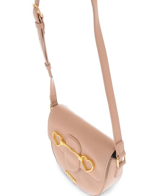 Moschino Natural Heart-Clasp Satchel Bag