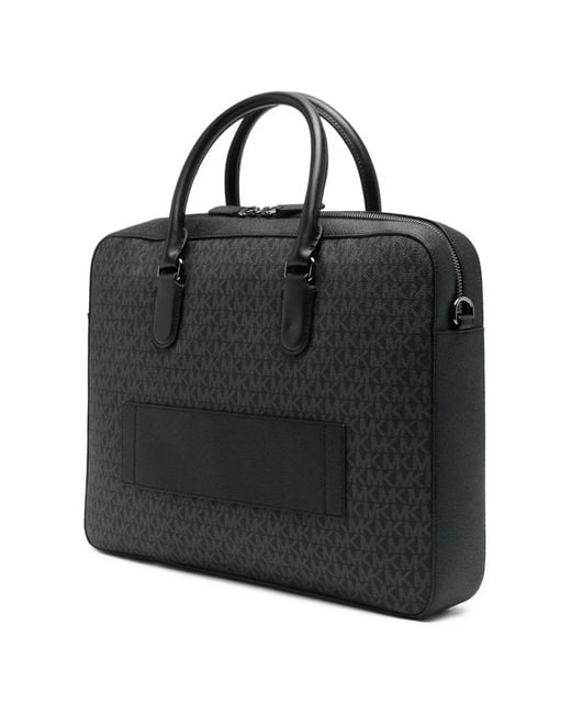 Michael Kors Black Logo-Print Zip Briefcase for men