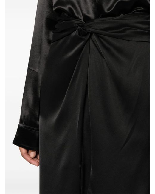 Nanushka Black Heida Satin Wrap Maxi Skirt