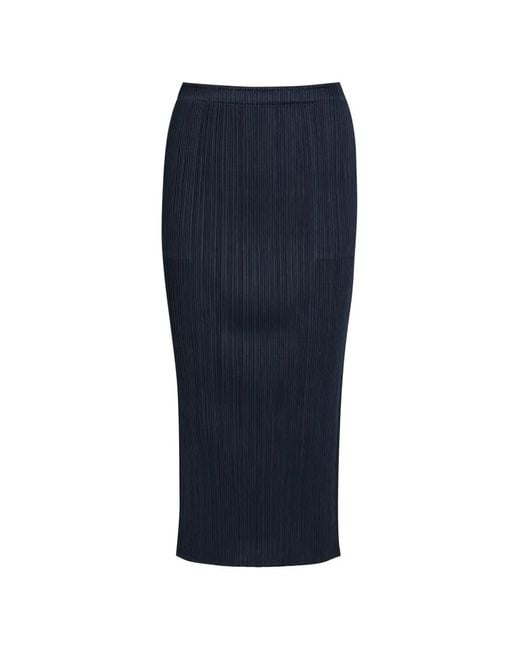 Issey Miyake Blue Pleated Midi Skirt