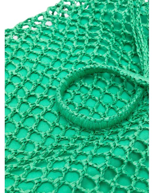 P.A.R.O.S.H. Green Knotted Raffia Tote Bag