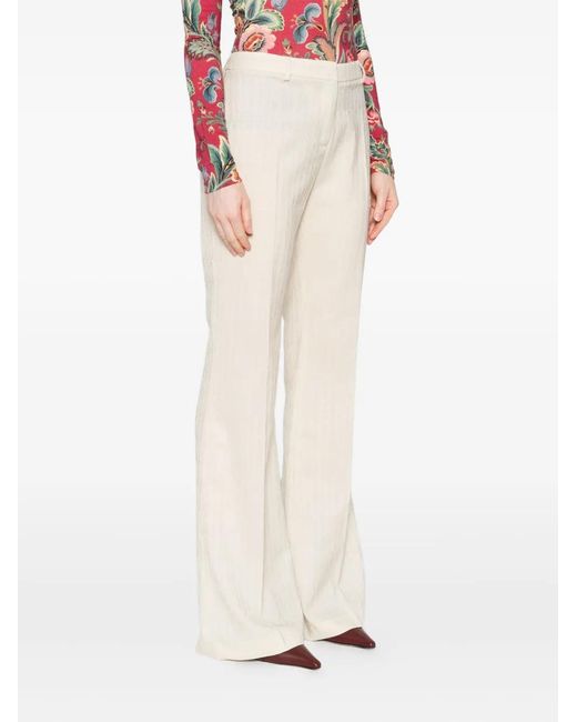 Etro Natural Flared Wool Trousers