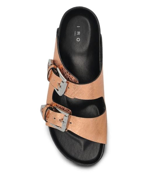 IRO Brown Leather Slides