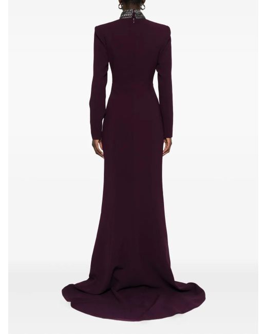 Jean Louis Sabaji Purple Crystal-Embellished Mermaid Gown