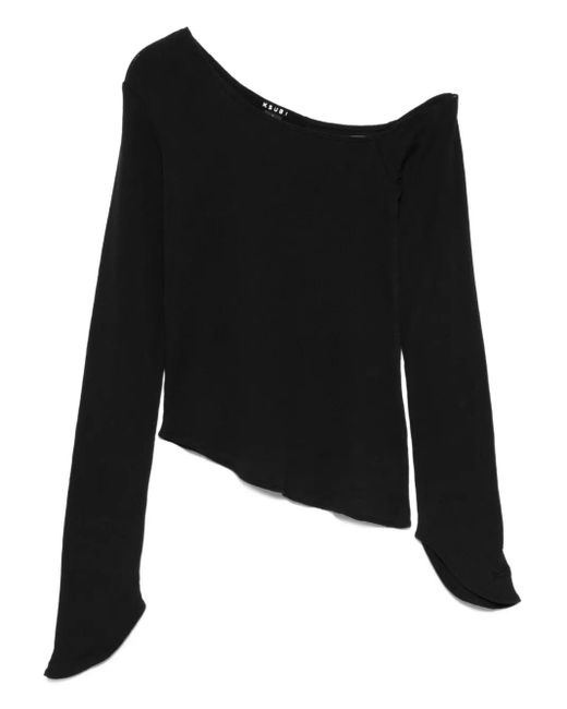 Ksubi Black One-Shoulder Asymmetric Top