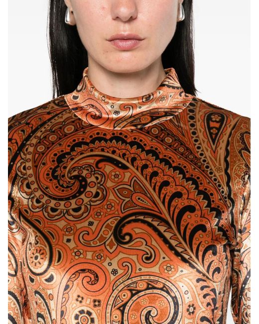 Robe Mi-Longue À Motif Cachemire Etro en coloris Orange