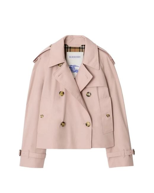 Burberry Pink Cropped Tropical Gabardine Mayfair Trench Jacket
