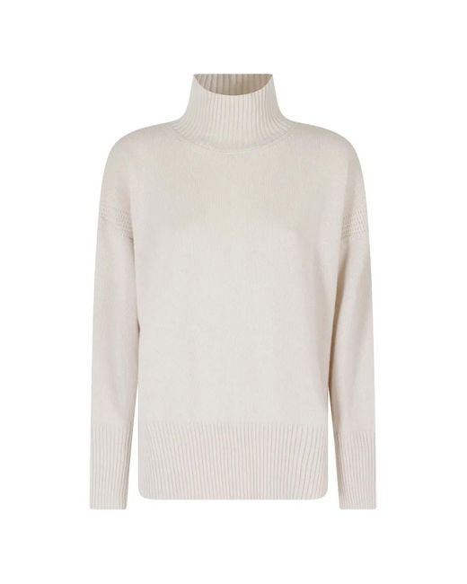 Roberto Collina White Ribbed-Knit High-Neck Sweater