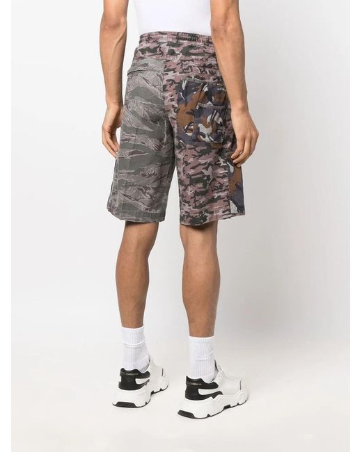 DIESEL Gray Camouflage-Print Bermuda Shorts for men