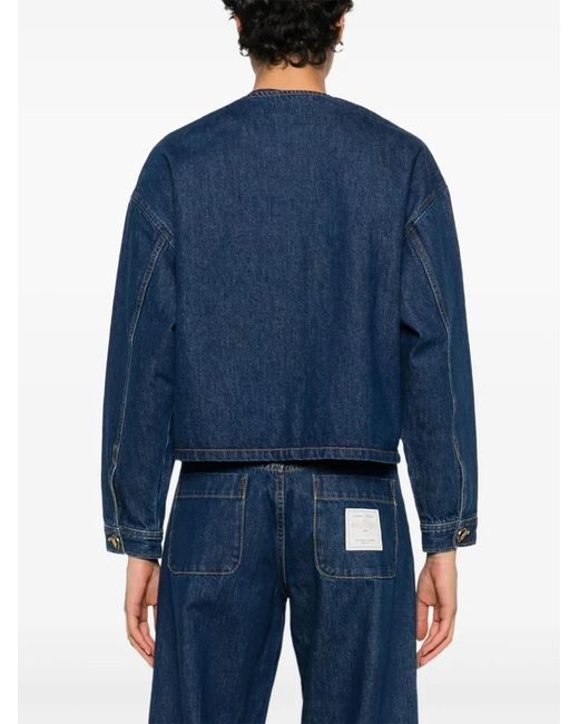 Sandro Blue Button-Up Pocket Denim Jacket