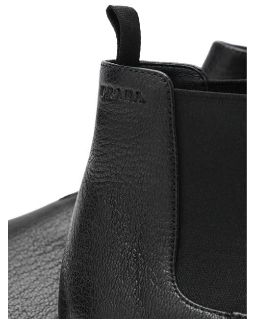 Prada Black Leather Chelsea Boots for men
