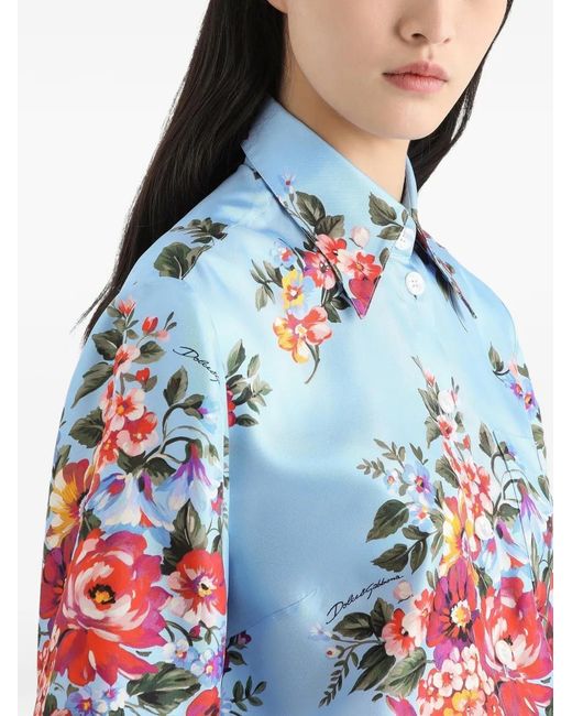 Dolce & Gabbana Blue Floral-Print Shirt