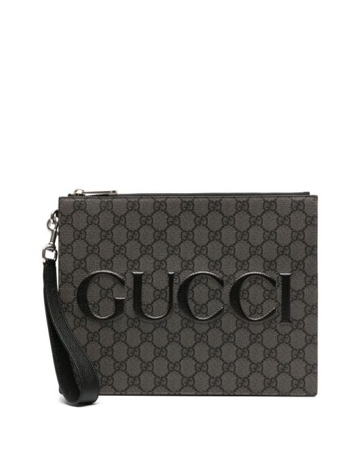 Gucci Gray GG Supreme Clutch Bag for men