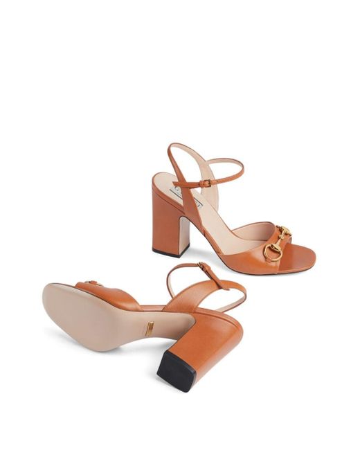 Gucci Brown Leather Heeled Sandals,