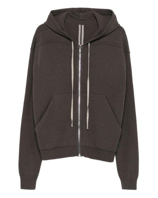 Rick Owens Black Zipped Hoodie for men