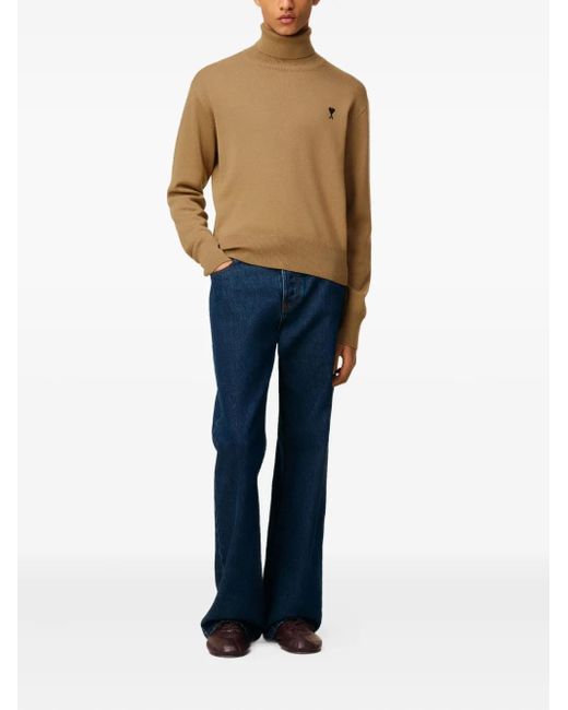 AMI Natural Ami De Coeur Turtleneck Sweater for men