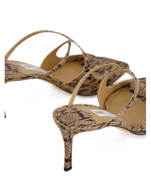 Jimmy Choo Metallic Anise Snake-Effect Leather Sandals