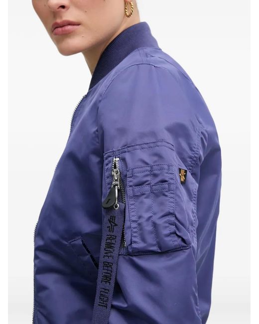 Alpha Industries Blue Zip-Up Bomber Jacket