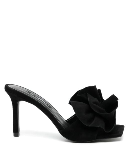 Senso Black Harlow 100Mm Floral-Appliqué Mules