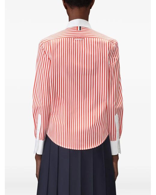 Thom Browne Pink University Stripe Lobster-Appliqué Shirt