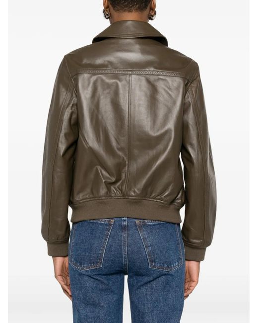Yves Salomon Brown Lamb Acrylic Wool Jacket