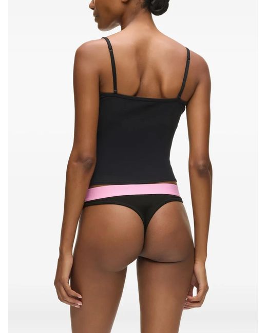 Karl Lagerfeld Black Logo-Waistband Thong
