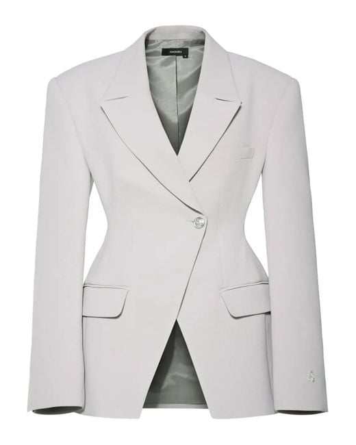 Anouki White Notched-Lapels Blazer
