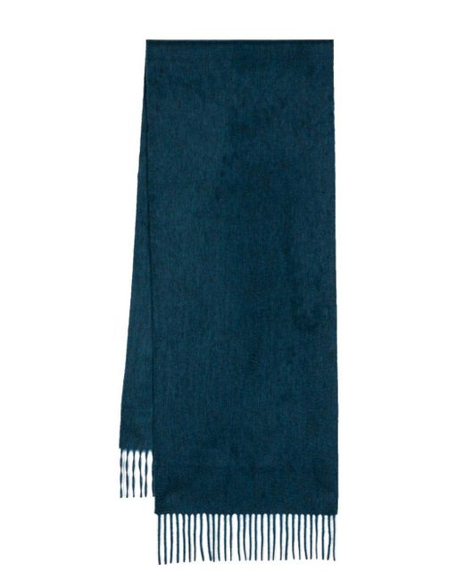 N.Peal Cashmere Blue Fringed Cashmere Scarf