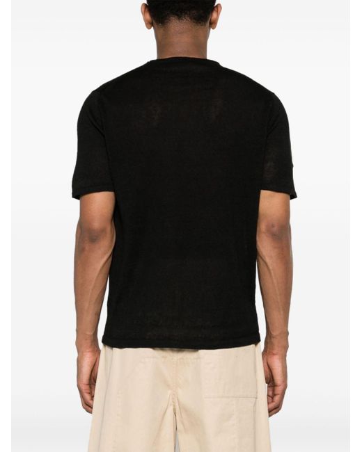 Nuur Black Short-sleeve Linen Jumper for men