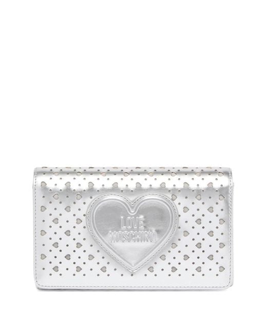 Love Moschino White Heart-Cutout Clutch Bag