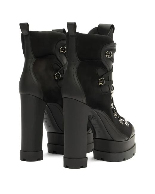 Casadei Black 120Mm Platform Lace-Up Boots