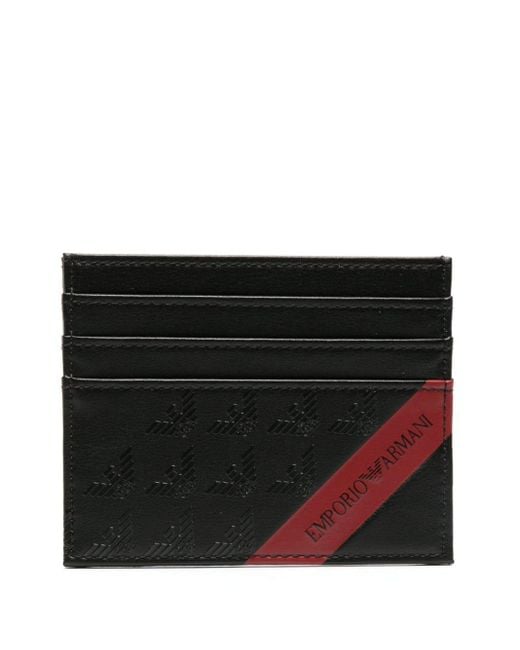 Emporio Armani Black Logo-print Faux-leather Cardholder for men