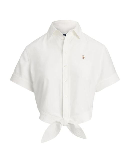 Polo Ralph Lauren White Tied-Front Short-Sleeve Shirt