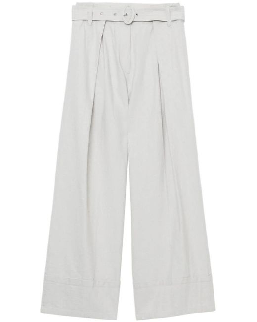 SJYP White Wide-leg Belted Trousers