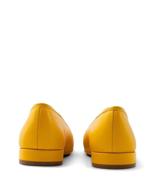 Ferragamo Yellow Myrna Square-Toe Ballet Flats