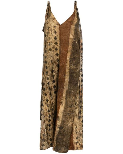 Uma Wang Mouwloze Maxi-jurk Met Abstracte Print in het Natural