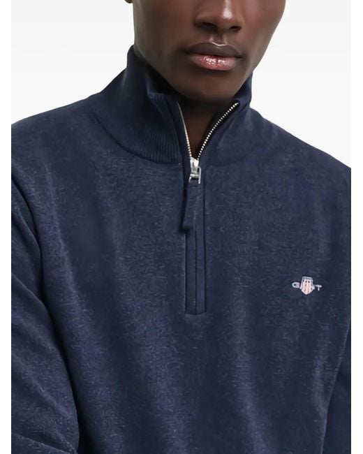 Gant Blue Half-Zip Wool Sweatshirt for men
