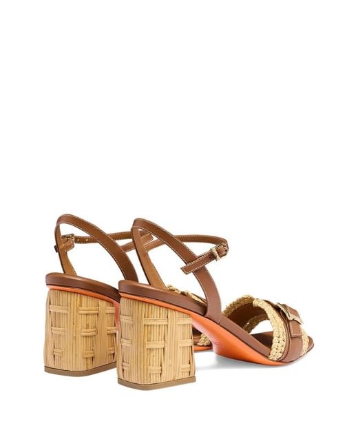 Santoni Brown Open-Toe Buckled Sandals
