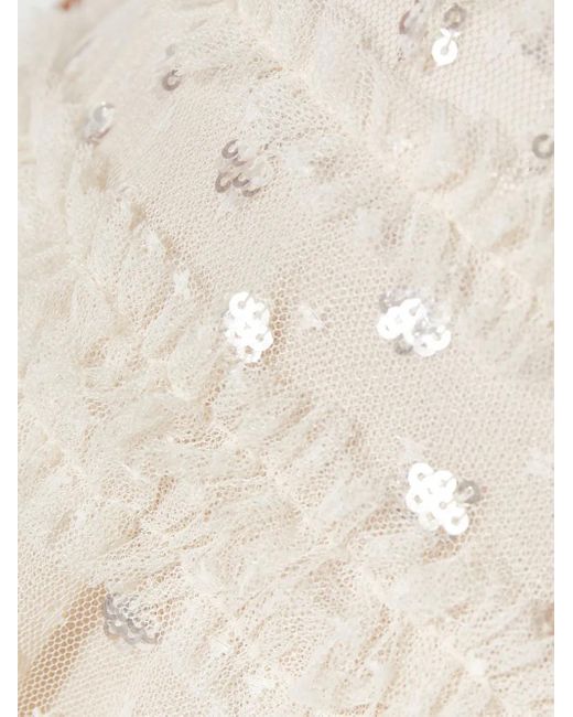 Needle & Thread White Vivian Sequin Ruffled Dress