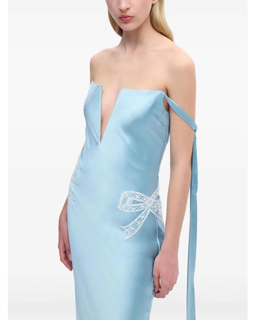 Alejandra Alonso Rojas Blue Tied-Sleeve Strapless Dress