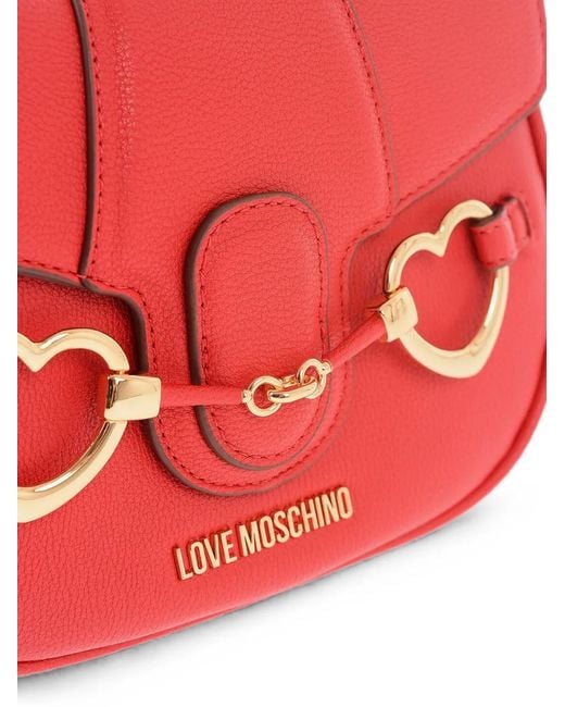 Moschino Red Heart-Bit Crossbody Bag